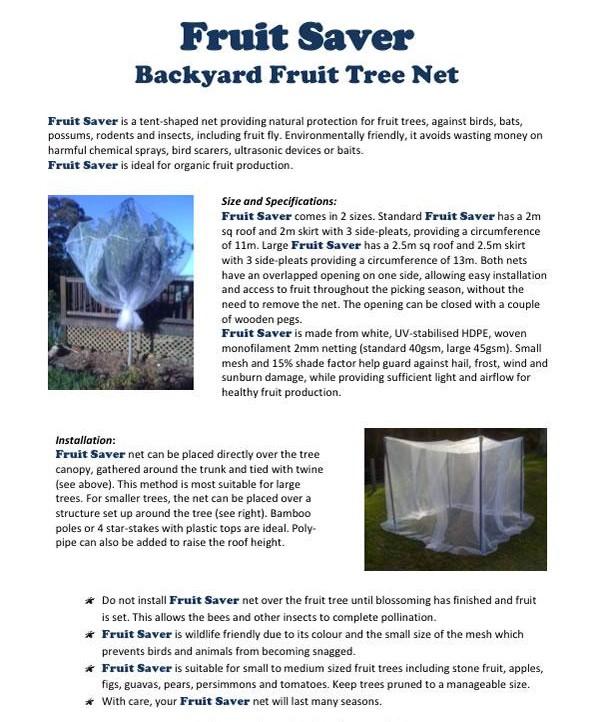 Backyard Fruit Tree Net - Organics Toowoomba